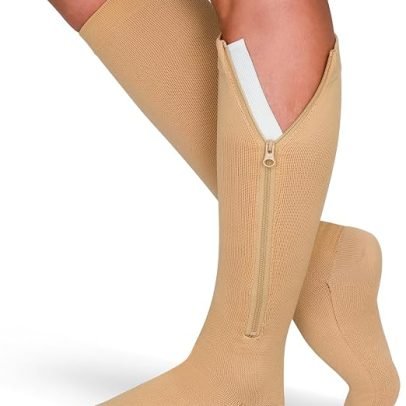 TheraMagic® Zipper Compression Socks for Men & Women, 20-30mmHg Closed Toe (Beige) 4X-Large